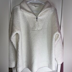 White/Cream Teddy Quarter Zip Pullover Size M